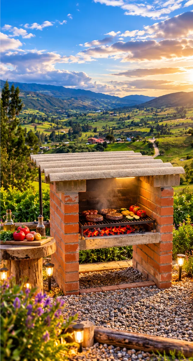 Asador de ladrillo con vista al valle